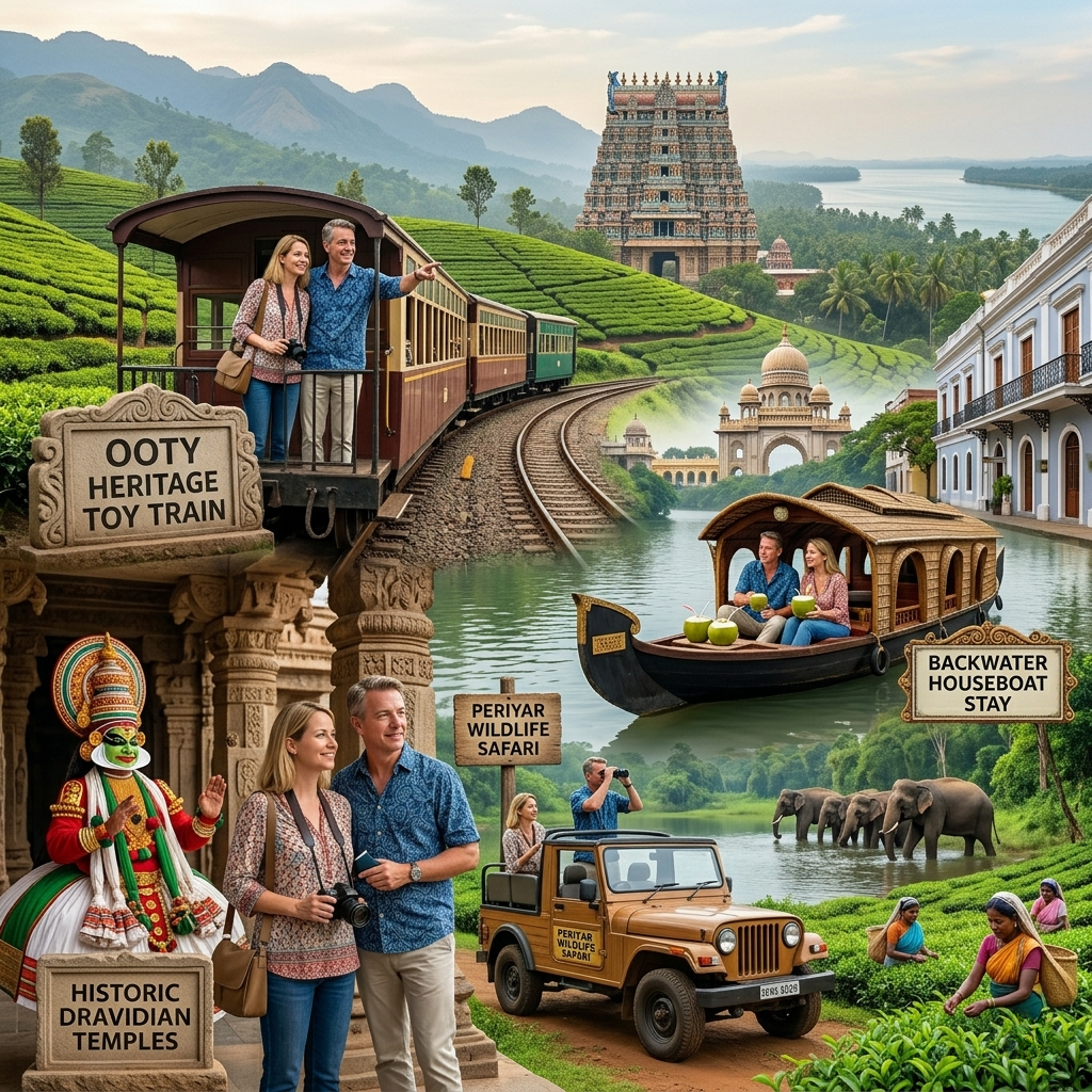 Enchanting South: Temples, Backwaters & Wildlife